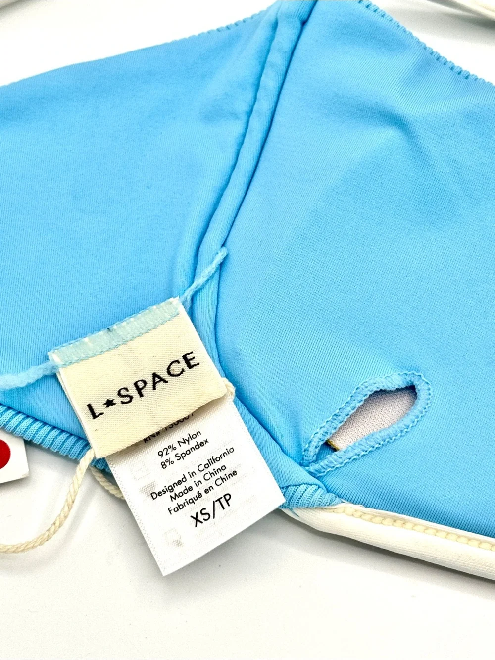 NWT L Space Hazel Swim Top in Seaspray Blue / Cream , Ribbed Bikini
